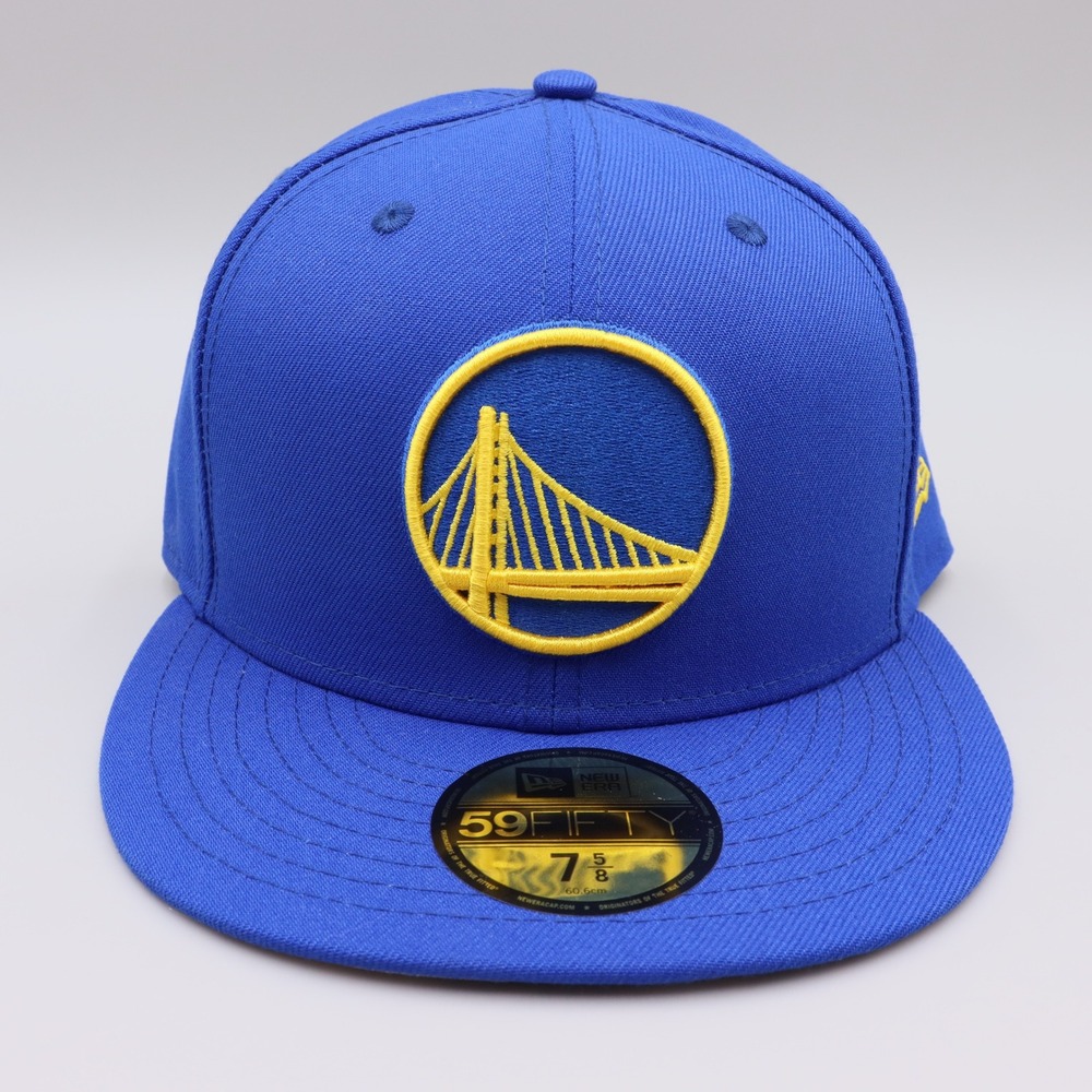 New Era 59FIFTY Golden State Warriors Fitted Hat Mens Size 7 5/8 Royal Blue NBA